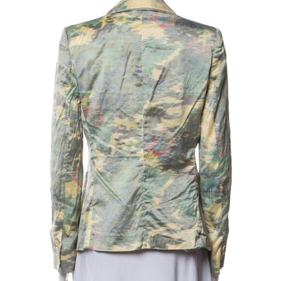 Armani Collezioni Camoflauge Camo Raw Silk Blazer Jacket Size 6 - Picture 2 of 6
